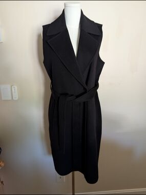 Michael Kors Black Wool Blend Belted Wrap Vest Coat (Size S)